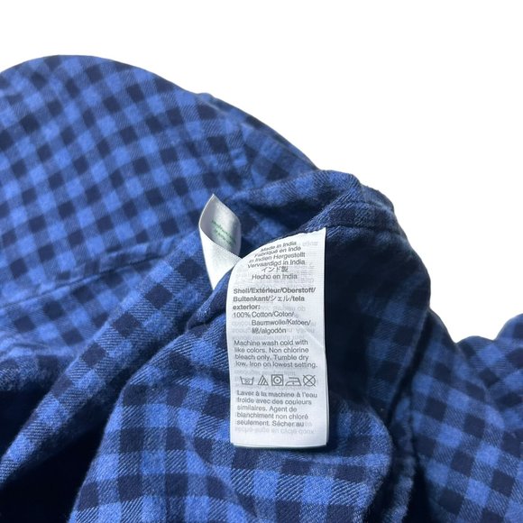 J. Crew Flannel Shirt Mens XL Slim Fit Blue Check Button Up Long Sleeve Casual - Picture 9 of 9